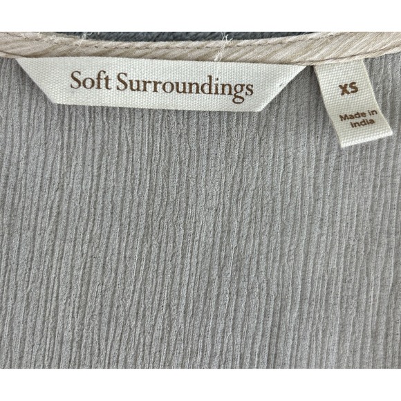 Soft Surroundings XS Mariella Silk Sheer Overlay Embroidery Floral Top Cottage - Picture 9 of 13